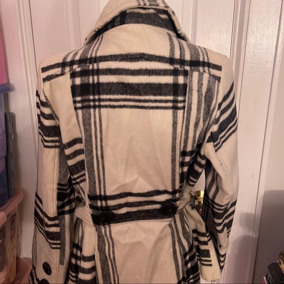 White Plaid Pea Coat - Picture 3 of 3